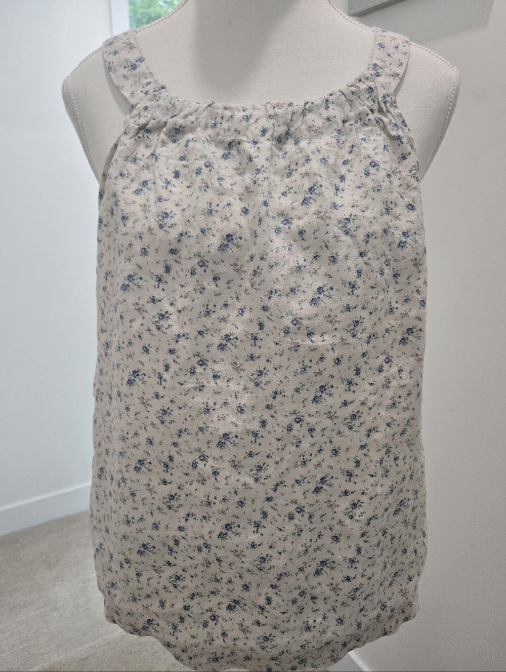 Rachel Zoe Linen Cream Floral Print Sleeveless Blouse